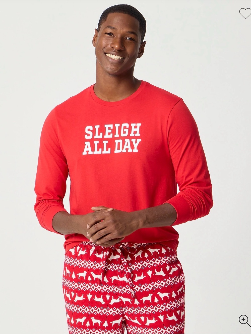 J. Crew Red "Sleigh All Day" Long Sleeve Shirt